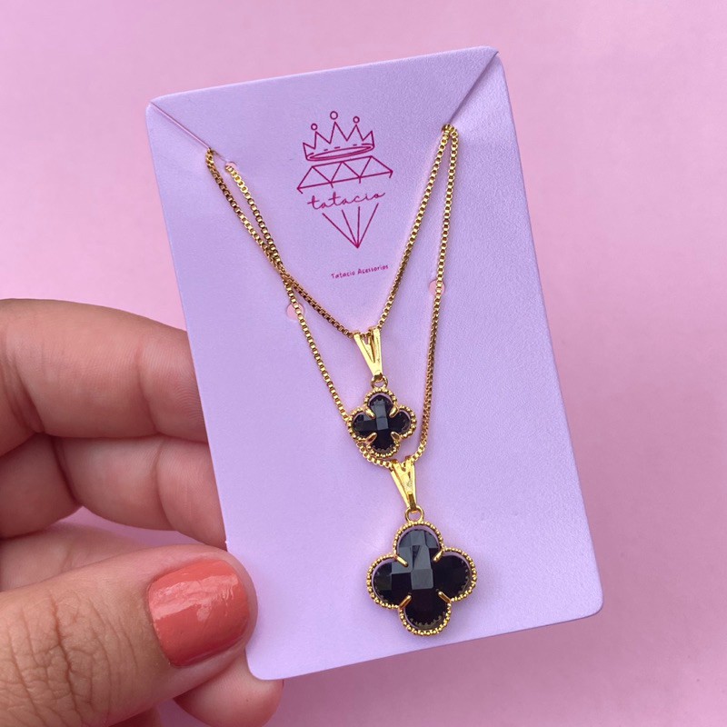 Colar Duplo Trevo: Ouro 18k ou Prata 925 ✨