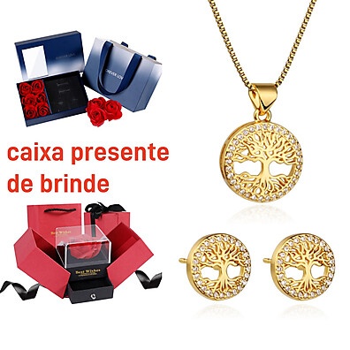 Colar e Brincos Árvore da Vida 18k: Elegância em Presente