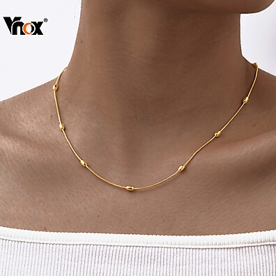Colar Feminino Vnox: Elegância em Aço Inox Ouro 18k