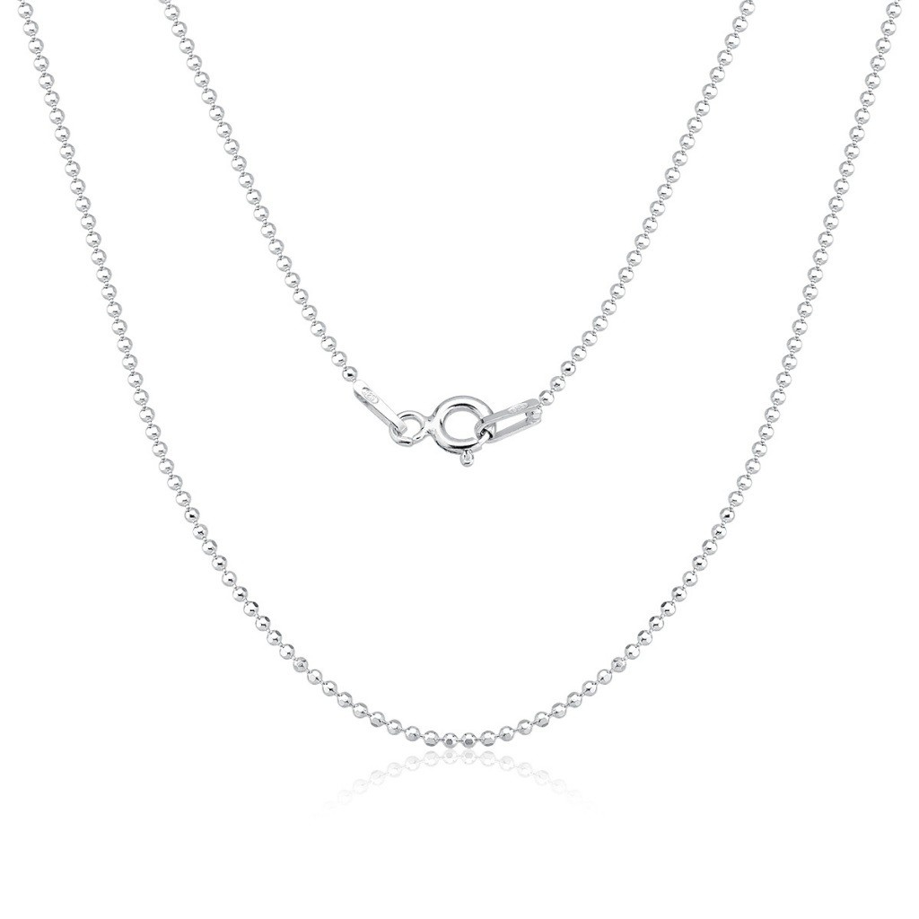 Colar Prata 925 Bolinha Diamantada 45cm