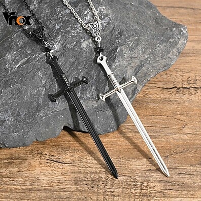 Colar Punk Rock com Espada e Cruz - Estilo Gótico para Homens