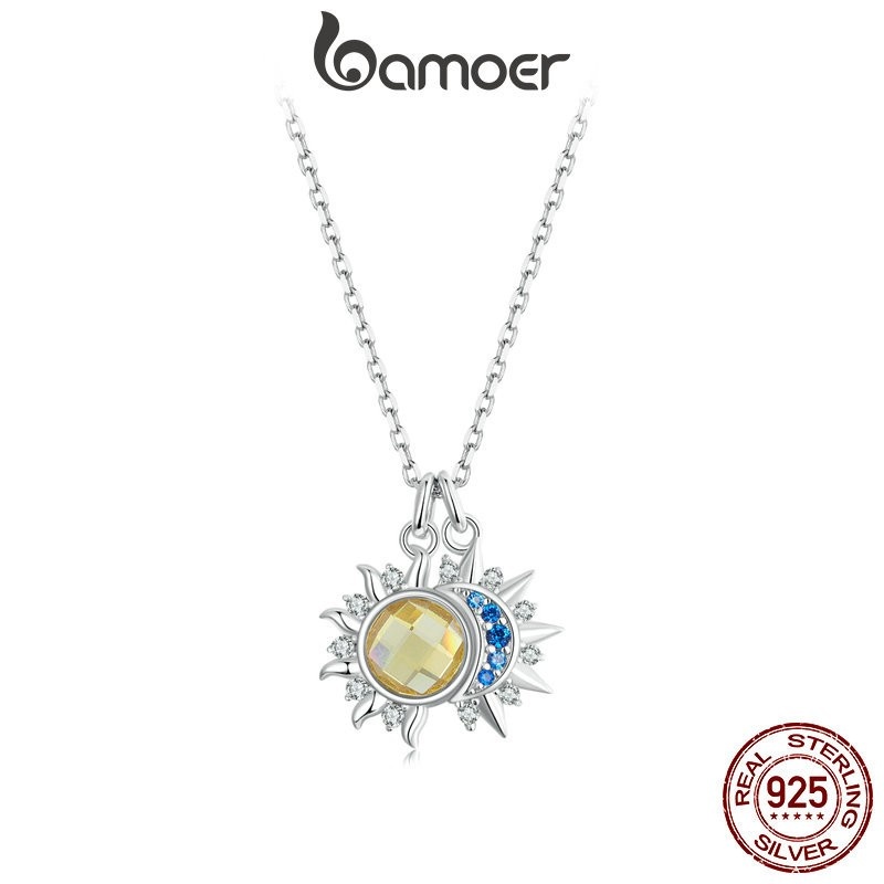 Colar Sol e Lua Bamoer 925: Amor Eterno