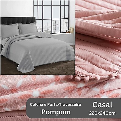 Colcha Pompom Casal 220x240cm Camesa – Conforto e Estilo