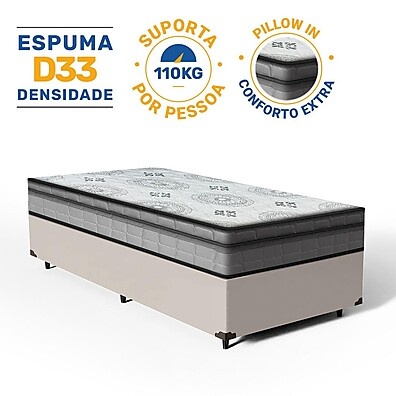 Colchão Solteiro com Pillow In e Base Box D33 Anjos