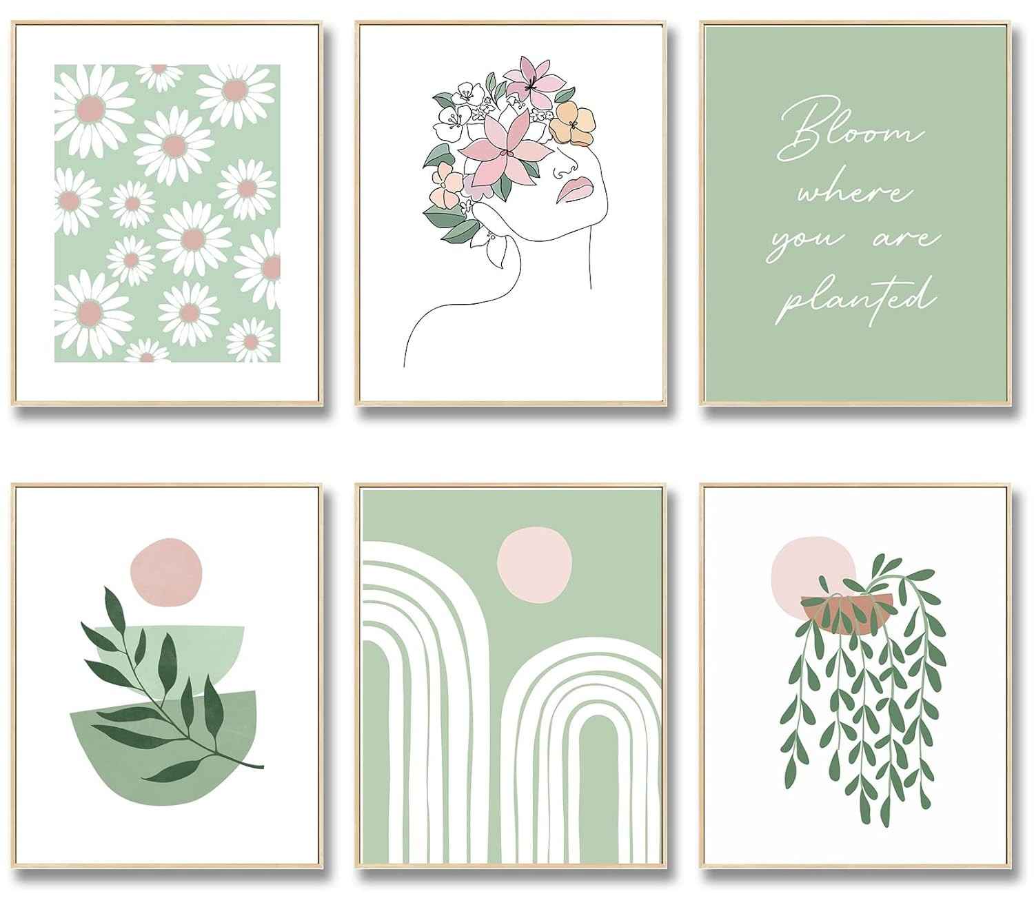 Pôsteres de Arte Verde Sálvia para Decoração de Quarto - Coleção Moderna com Estilo Matisse e Abstrato