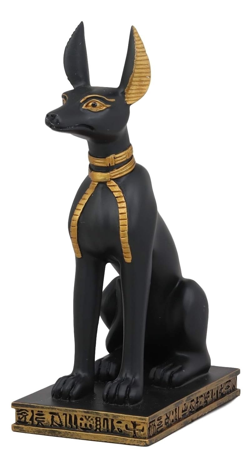 Estátua de Anúbis Sentado - 23,5 cm - Réplica Egípcia em Poliresina para Colecionadores e Decoração