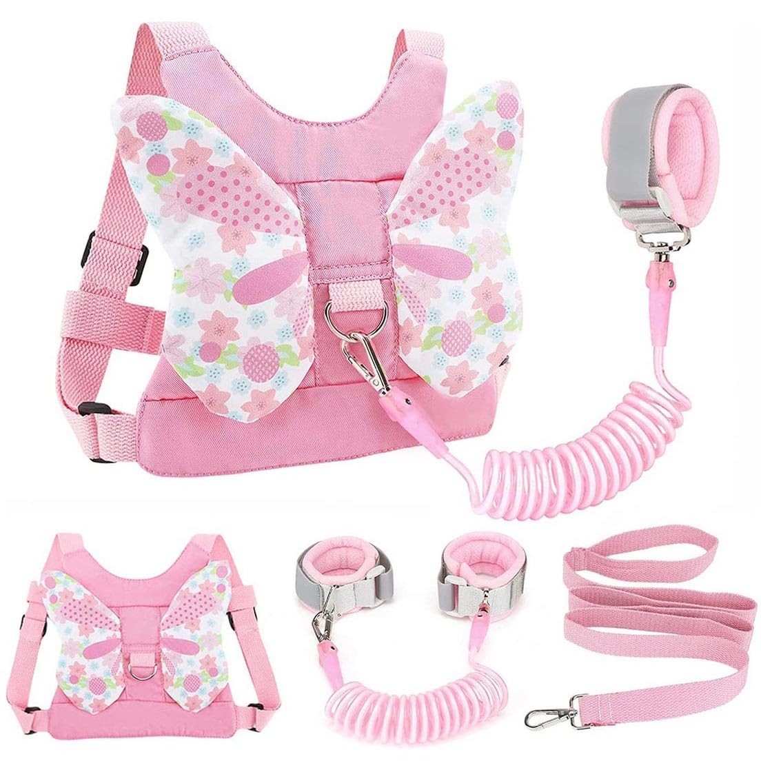 coleira-de-seguranca-rosa-infantil-guia-perda-com-mochila-a-fofo-anti-design-a