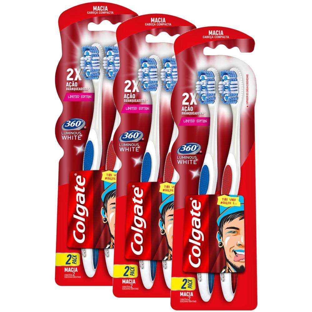 Colgate 360º Luminous White: Kit com 6 Escovas!