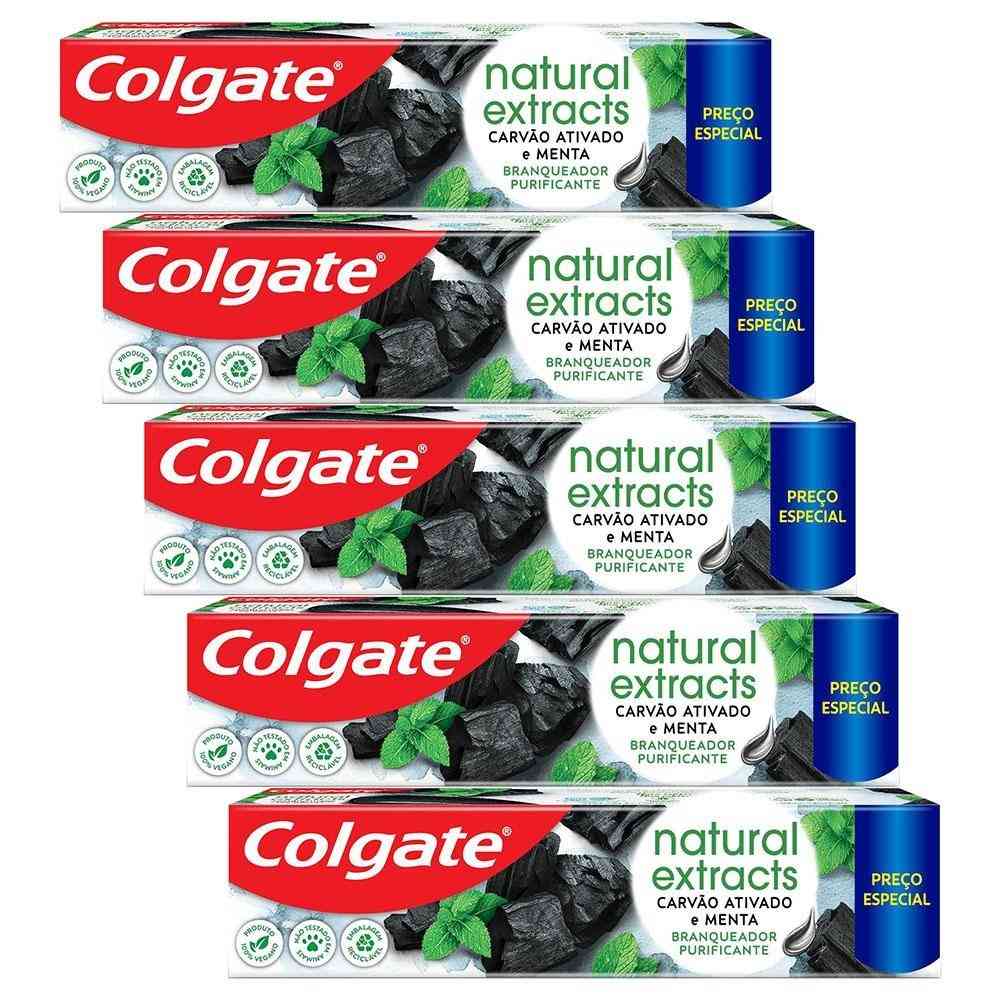 Colgate Extracts: Kit 5 Cremes Dentais Carvão Ativado