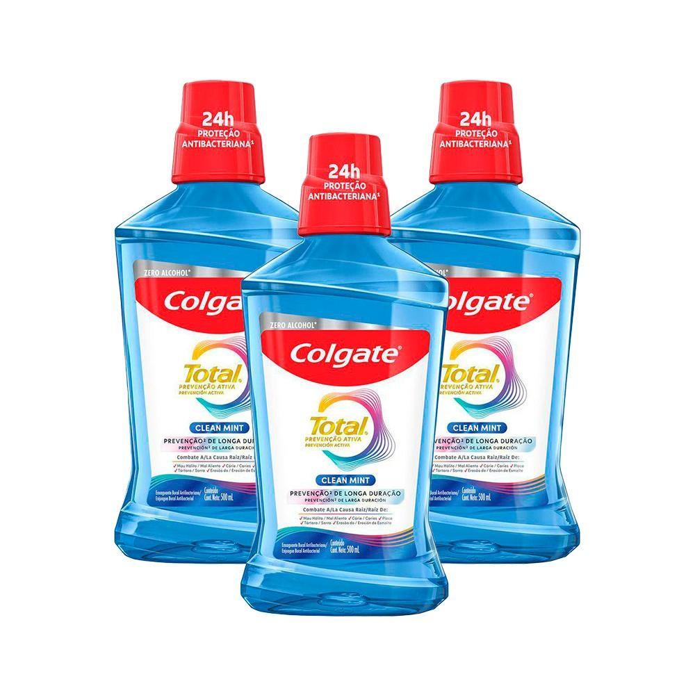 Colgate Total 12: Kit 3 Enxaguantes Bucais 500ml