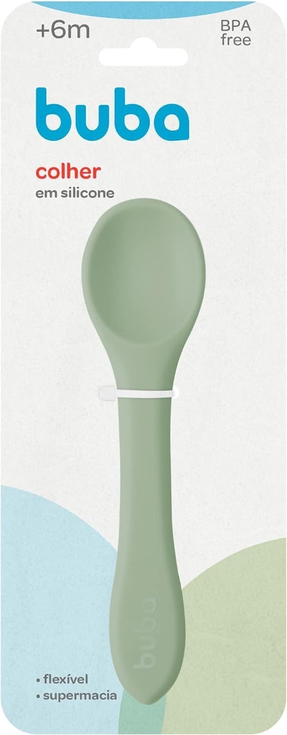 Colher em Silicone Infantil Super Macia e Flexível para Bebês a Partir de 6 Meses - Segura, Ergonômica e Livre de BPA