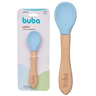 Colher Buba de Silicone e Bambu: Ideal para Bebês!
