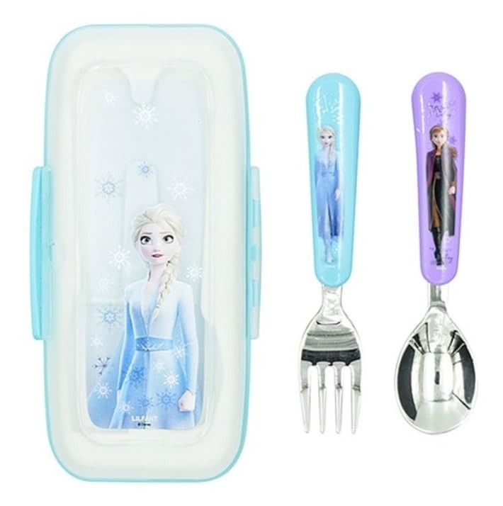 Conjunto de Talheres Frozen Elsa - Garfo e Colher com Estojo para Crianças
