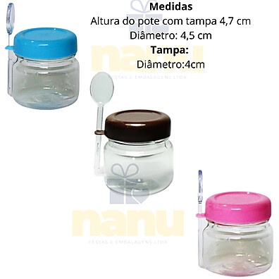 Potes de Papinha 40ml: 50 Unidades com Colher!