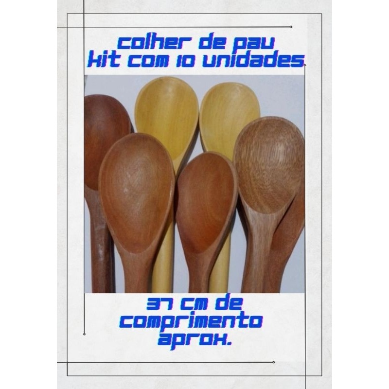 Colher de Pau 37cm – Kit com 10 Unidades