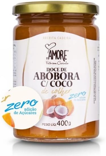 Doce de Abóbora crem. com coco zero adição de açúcares de colher - RB Amore - 400g