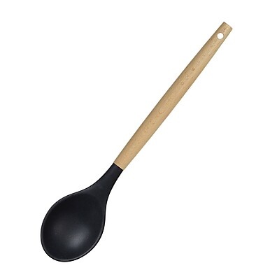 Colher de Silicone para Arroz com Cabo de Madeira Resistente – Sem Riscar Panelas!