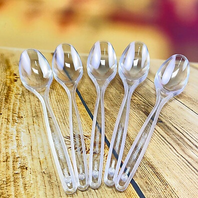 Colher Descartável Reforçada Darnel Cristal 18cm – 100 a 400 Unidades