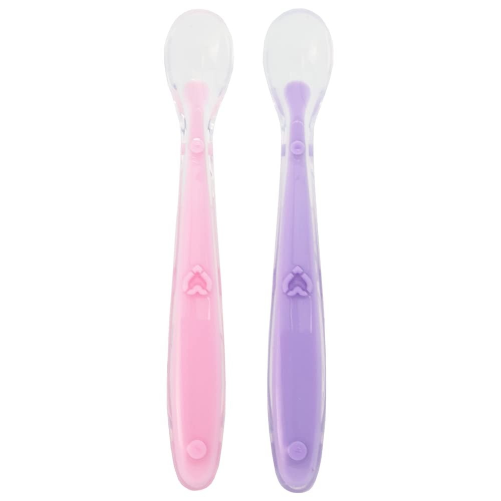 Kit Colher de Silicone BUBA para Bebês - 2 Peças Rosa/Lilás | Segura, Macia e Ideal para Introdução Alimentar