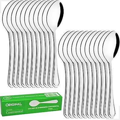 Colher Sobremesa Inox: Kit 24 Peças Premium