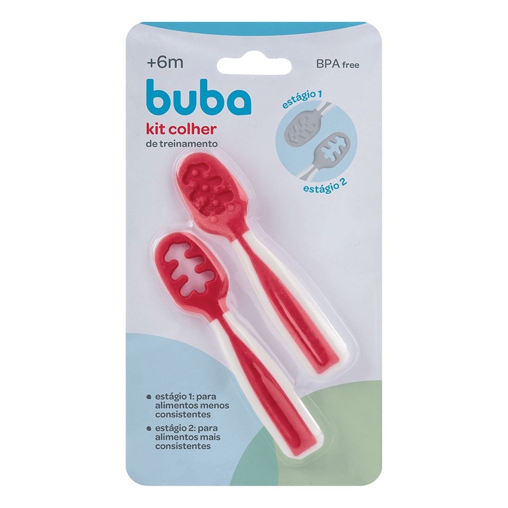 Colheres Autoalimentação Buba: Kit Rosa para Bebês