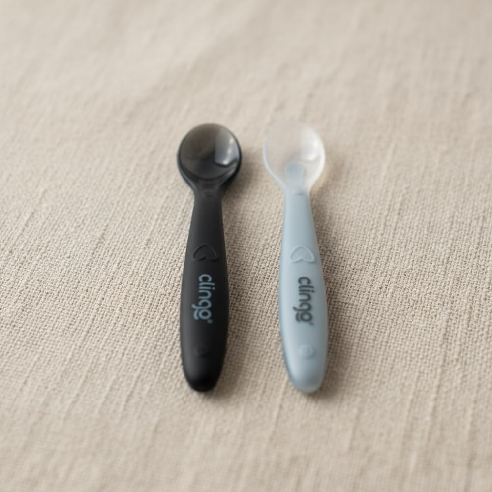 Conjunto de Colheres Ergonômicas para Bebês - Silicone Macio e Seguro nas Cores Marinho