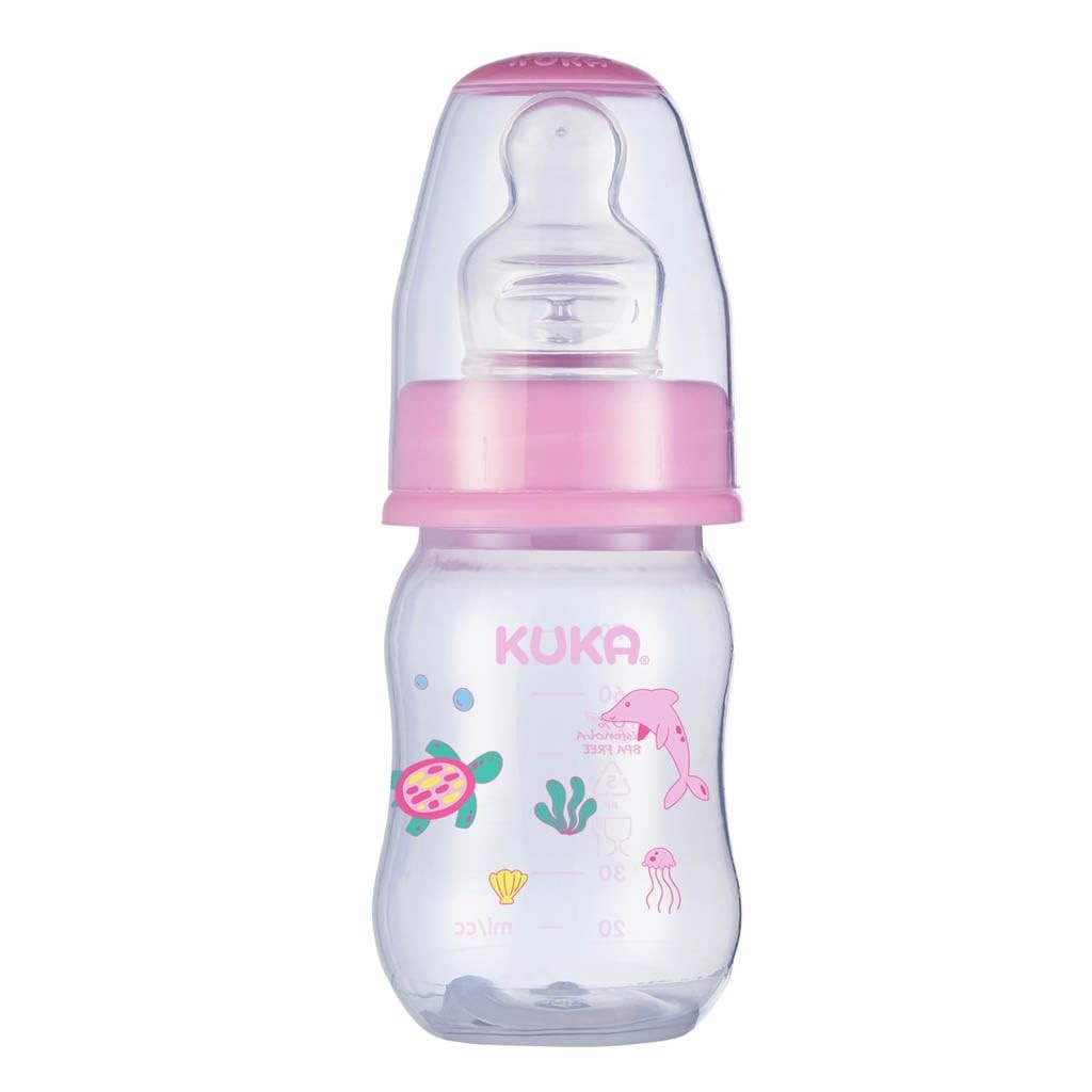 Mamadeira Kuka 70ml Natural Color Número 1 Rosa - Segura, Macia e Livre de BPA