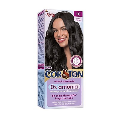 Coloração Cor&Ton 0% Amônia: Preto Intenso e Hidratação
