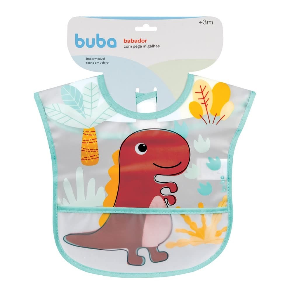 Babador Com Bolso Dino Colorido da Buba - Proteção e Estilo para Bebês