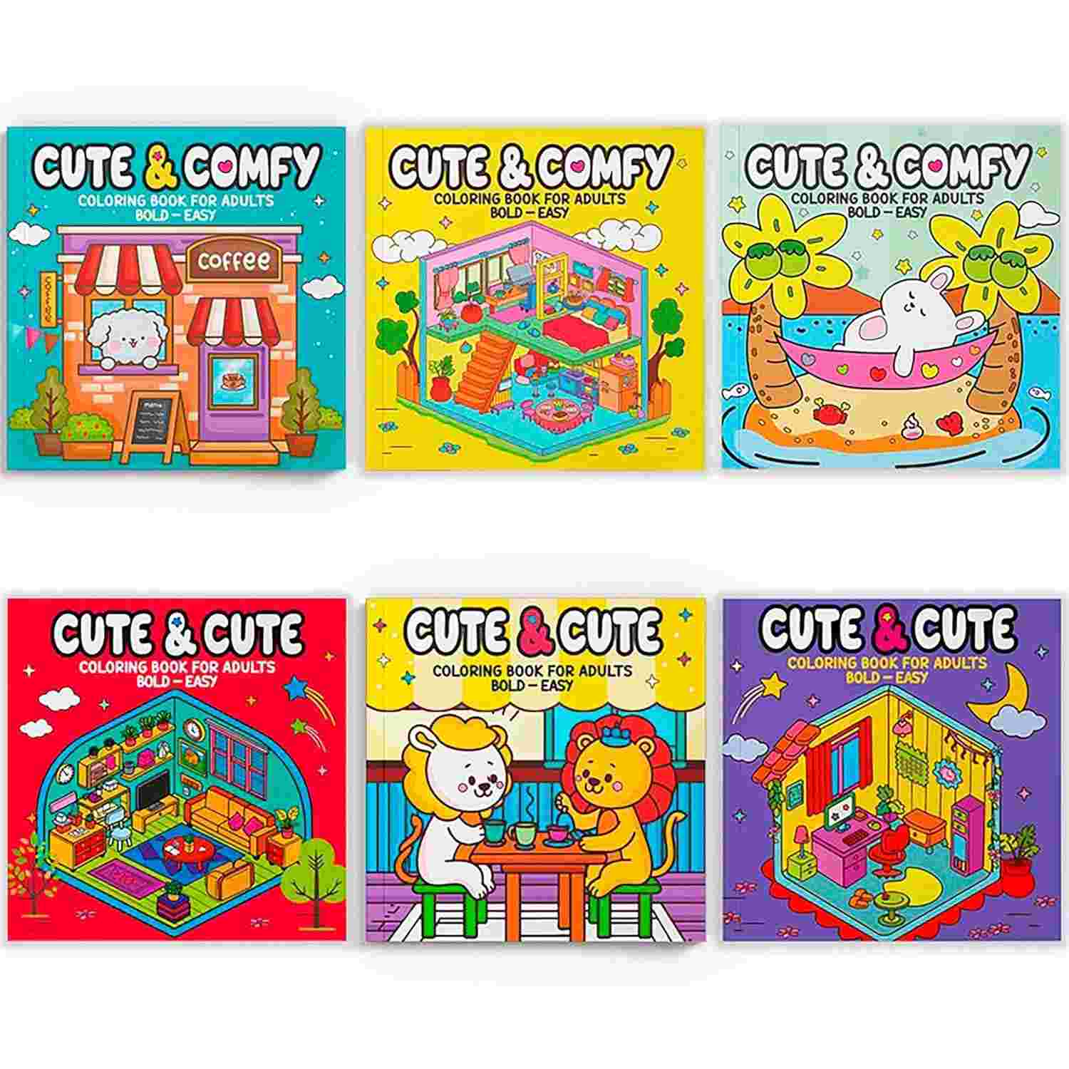 Coleção Coloring Book for Adults: 6 Livros de Colorir Anti-Stress para Adultos