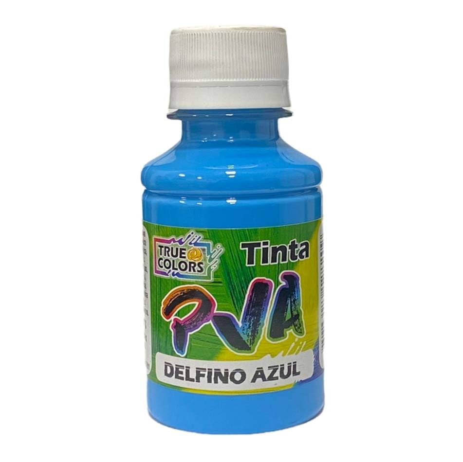 Tinta PVA 100 ml True Colors Tons de Azul e Verde | DELFINO 6118 - Secagem Rápida e Não Tóxica