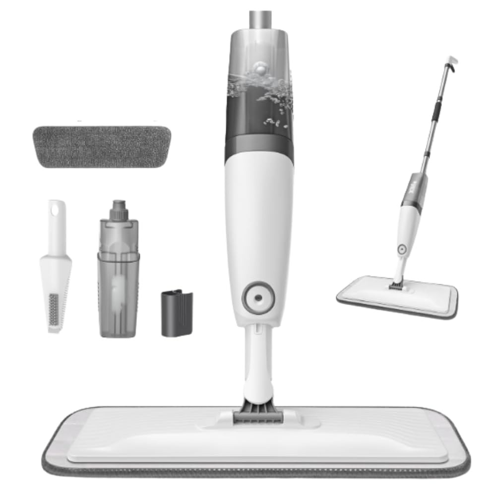 Mop Spray 2 em 1 com Reservatório 350ml e Refil Microfibra Lavável - Cabo Giratório 360° para Limpeza Rápida e Prática