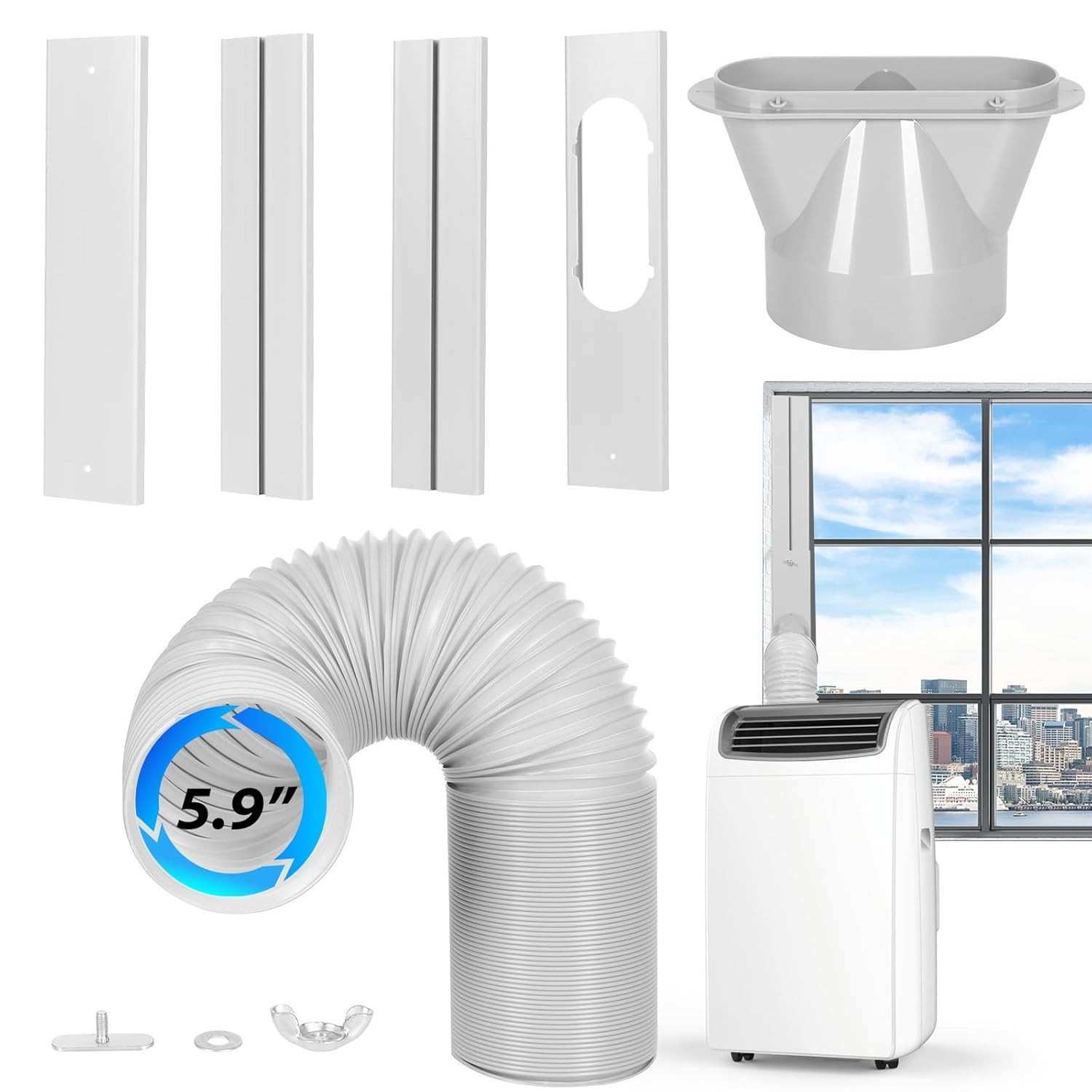 Kit de Ventilação para Ar Condicionado Portátil - Mangueira 15cm com Vedação Universal