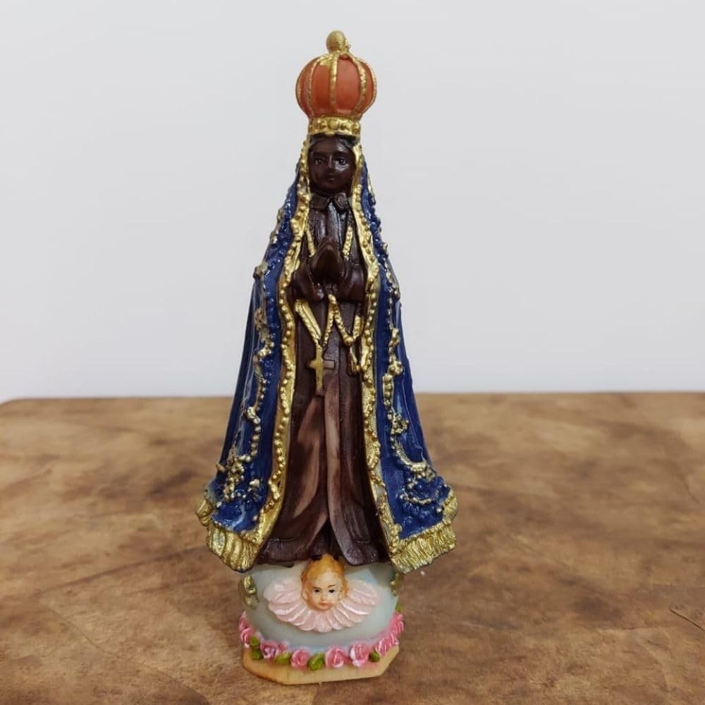 Imagem de Nossa Senhora Aparecida em Resina 15cm - Decoração Sagrada com Qualidade e Fé
