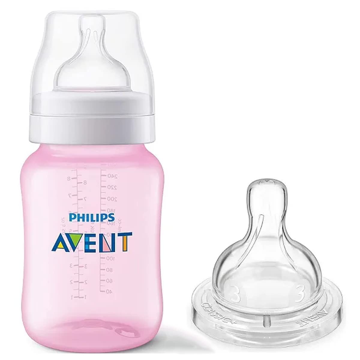Mamadeira Anticólica 260ml Rosa com Bico 3 Philips Avent - Kit Duplo Confortável