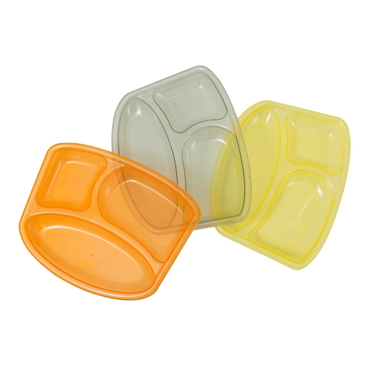 Prato Com Divisória Colors - Kit 3 Unidades | Seguro, Ergonômico e Sem BPA da Clingo