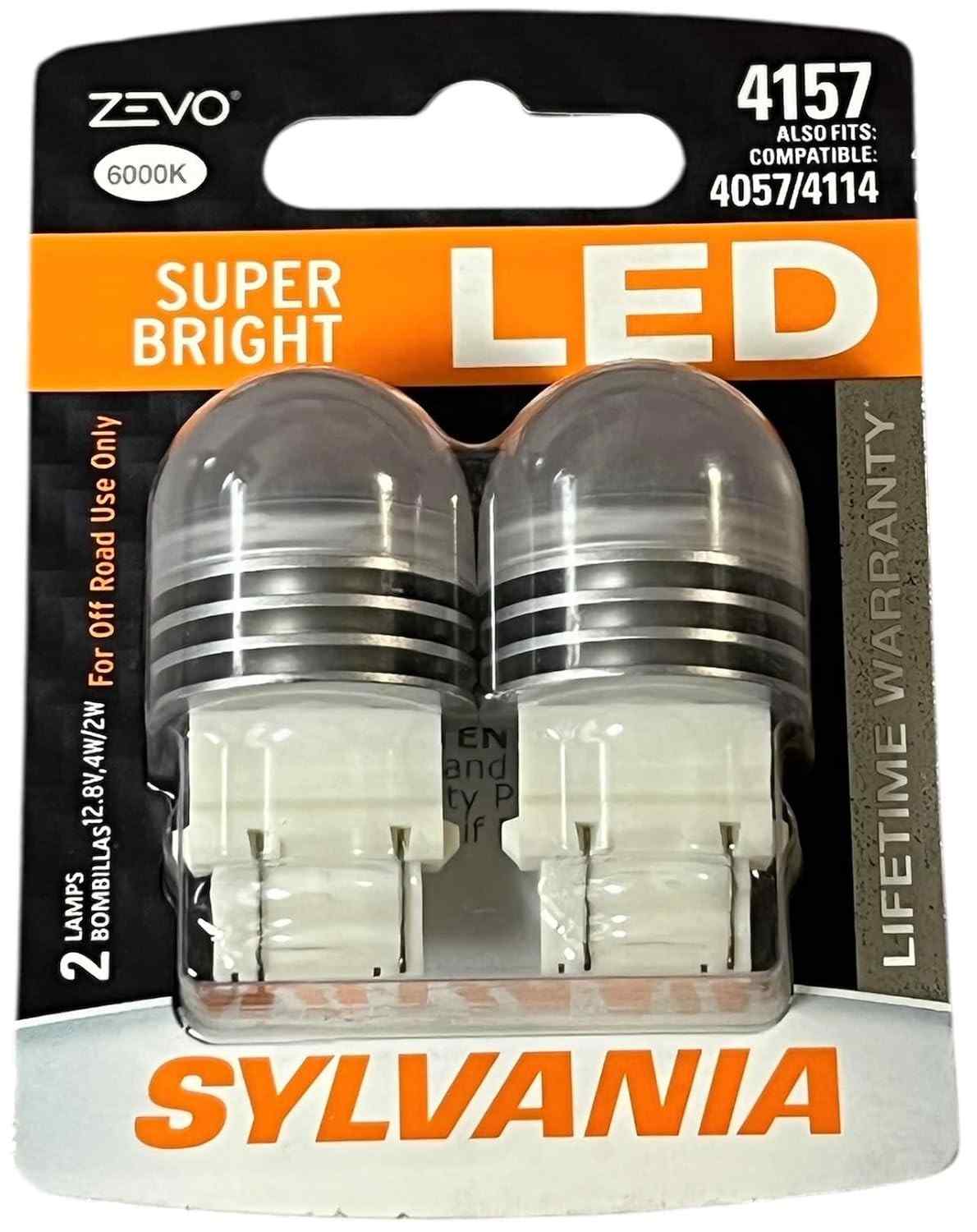 SYLVANIA ZEVO 4157 LED: Iluminação Branca Super Brilhante para DRL e Ré (Pacote com 2)