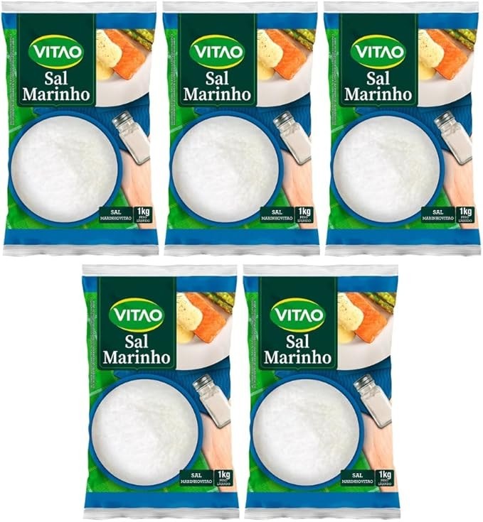 Kit com 5 Pacotes de Sal Marinho de 1Kg cada - Vitao
