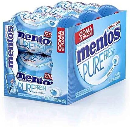 Chiclete Mentos Purefresh Mint Com 6 Potes - 552g