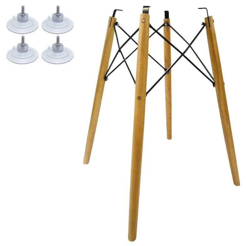 Base para Mesa Eiffel 75cm em Eucalipto com Estrutura Metálica - Estilo Charles Eames