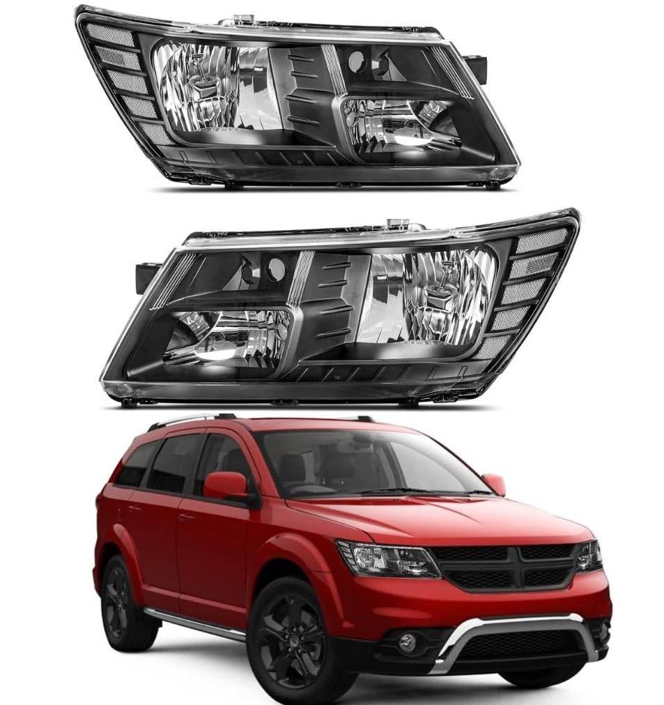 Faróis Esportivos para Dodge Journey 2009-2020: Preto com Refletor Transparente - Upgrade Visual e Segurança