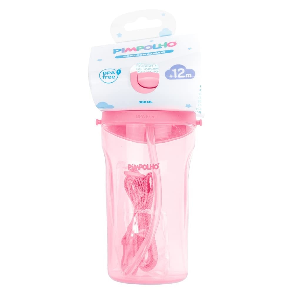 Pimpolho Copo Inclinado com Canudo e Cordinha 380ml - Estilo Feminino