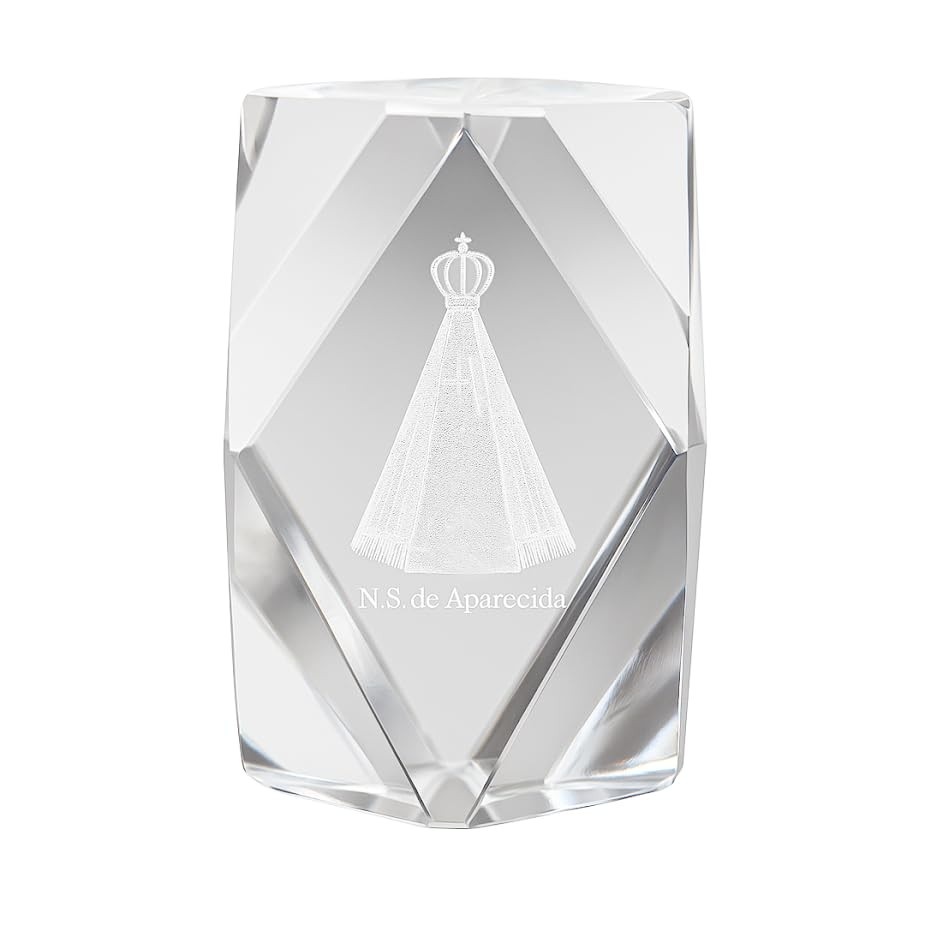 Pedra Cristal Lapidada com Imagem de Nossa Senhora Aparecida - 3cm
