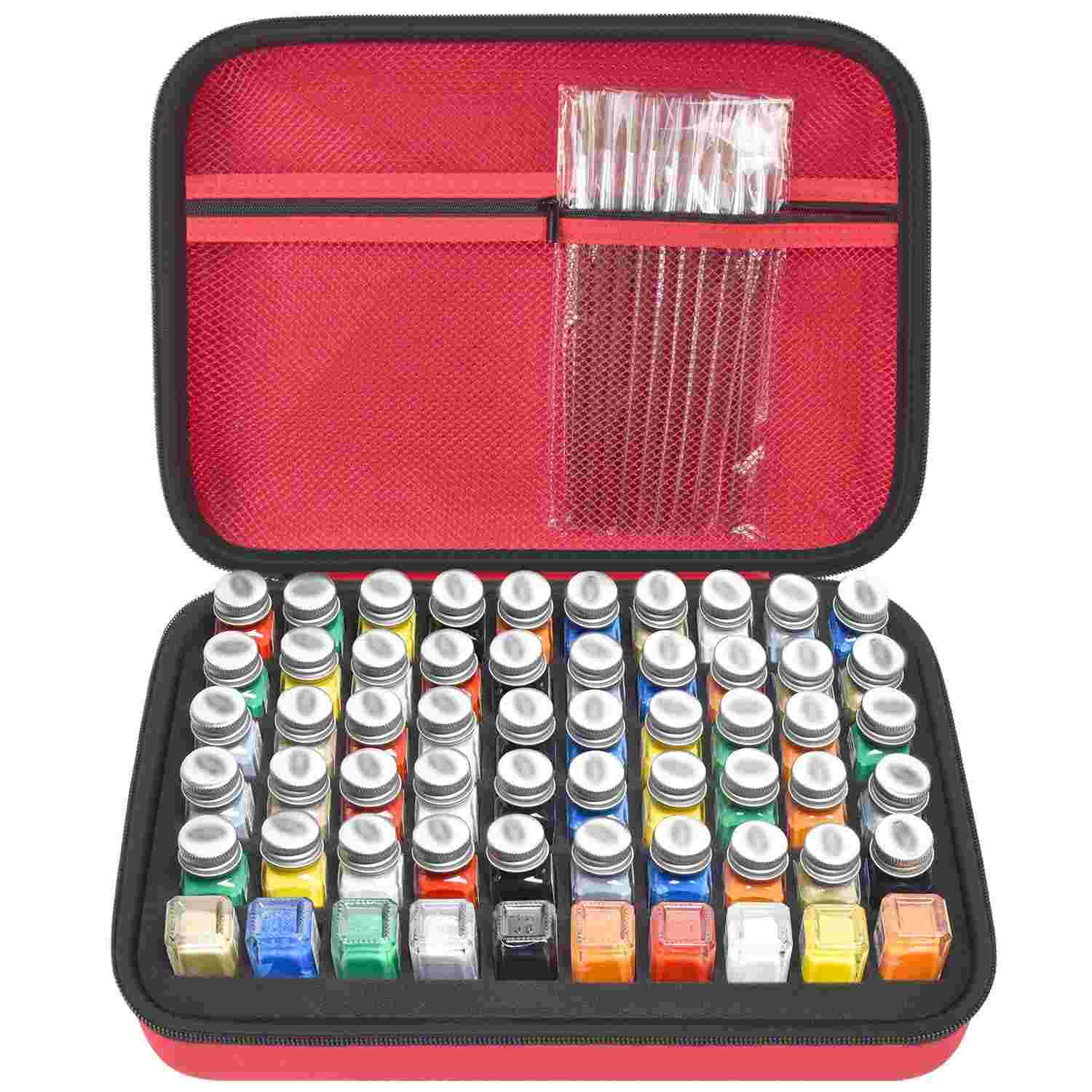 Estojo Organizador de Tintas com 60 Frascos + 9 Pincéis - Transporte Seguro para Artistas e Modeladores