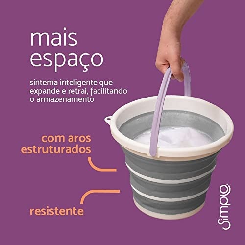Balde Dobrável 10L Simplo - Economize Espaço com Estilo e Praticidade