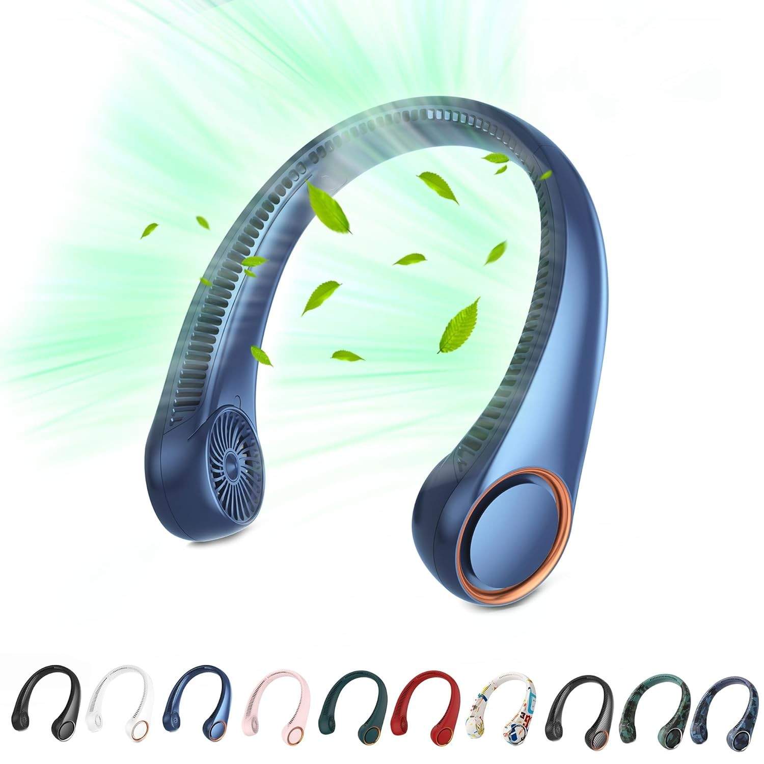 Ventilador de Pescoço Portátil Silencioso com Resfriamento 360° - Modelo com Viva-Voz e Design Ergonômico