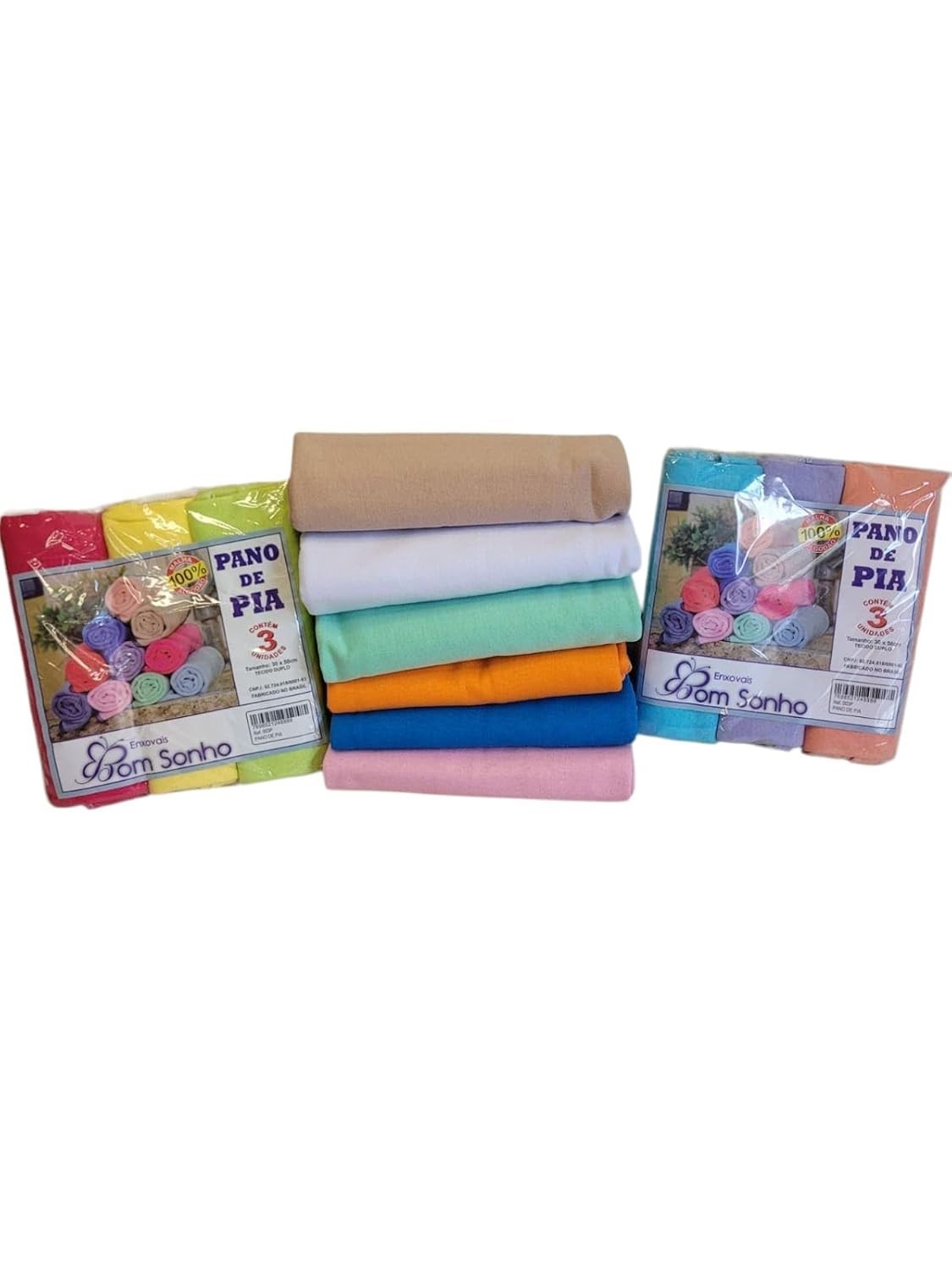 Kit 6 Panos de Pia 100% Algodão com Dupla Camada - Super Absorventes e Versáteis