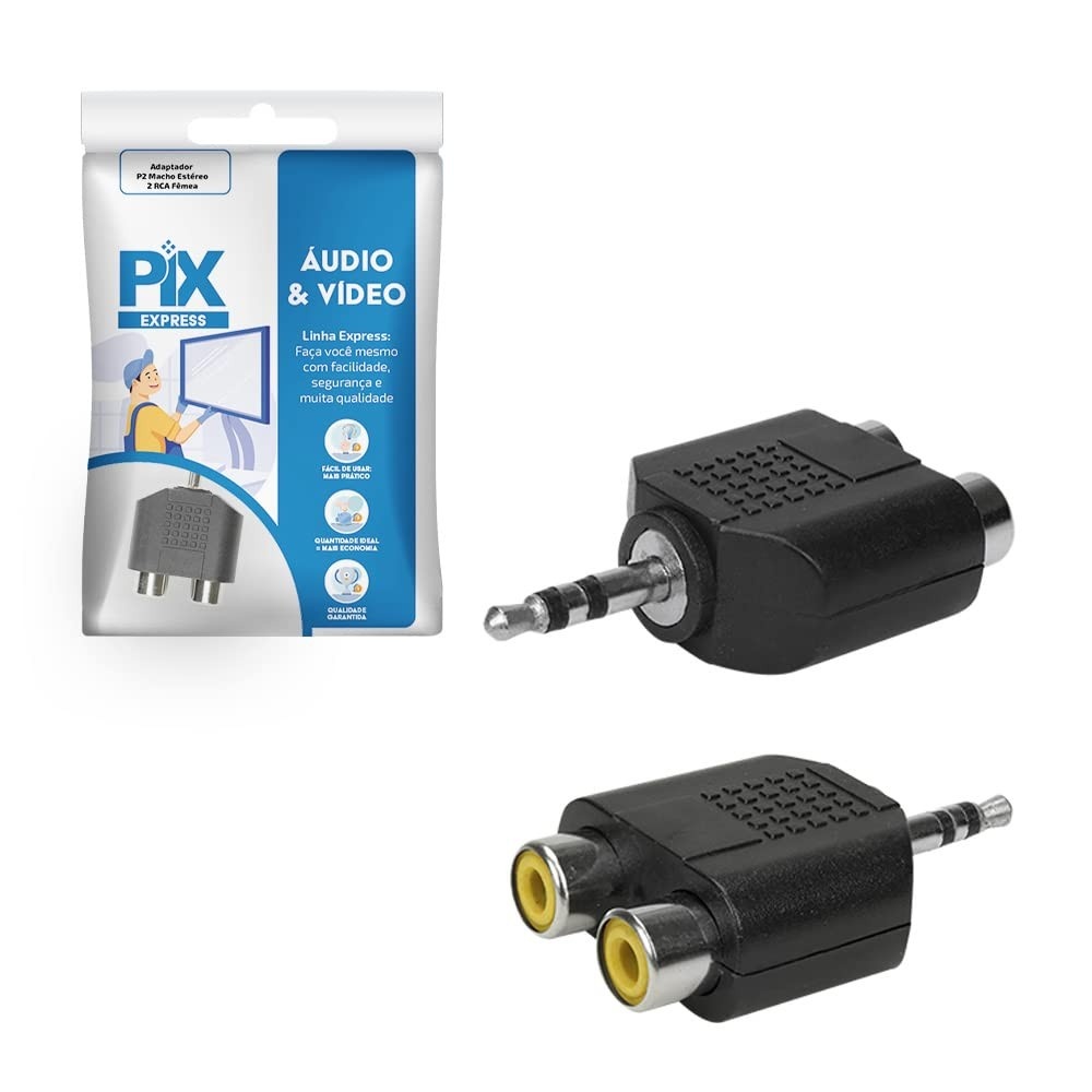 Adaptador P2 Macho Estéreo para 2x RCA Fêmea: Conecte Seu Áudio com Qualidade!