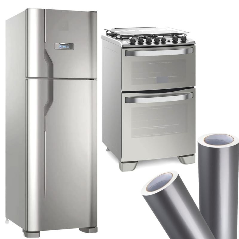 Adesivo Vinil Envelopamento Prata Inox 6m x 1m - Transforme sua Geladeira e Móveis com Estilo
