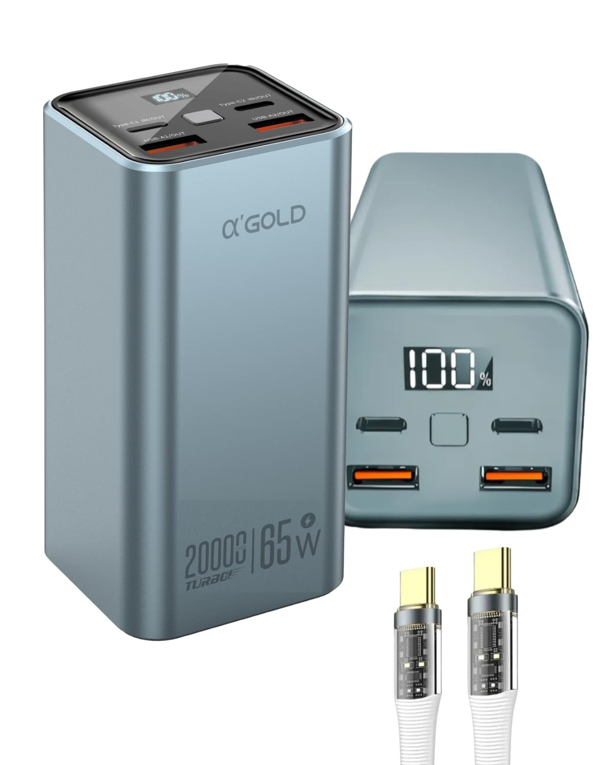 Power Bank A'Gold 20000mAh Turbo 65W: Carregue Notebooks e Celulares com Velocidade e Segurança